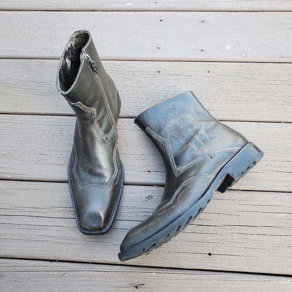 Mark Nason Lounge U Rock Salud Punk Rock Grunge Scene Brown Leather Boots 9 - Picture 2 of 8